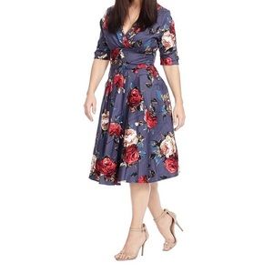 Unique Vintage Delores rose print swing dress